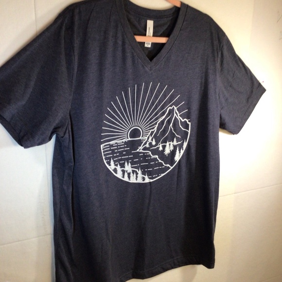 Bella Canvas V Neck XL Blue Heather - Picture 1 of 4